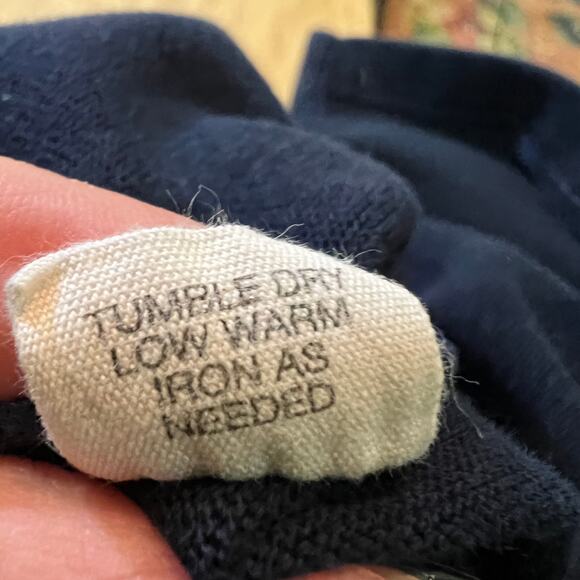 VTG J.Crew Made in USA Navy Cotton Long Sleeve V Neck Pullover Sweater Men Large - Picture 9 of 10